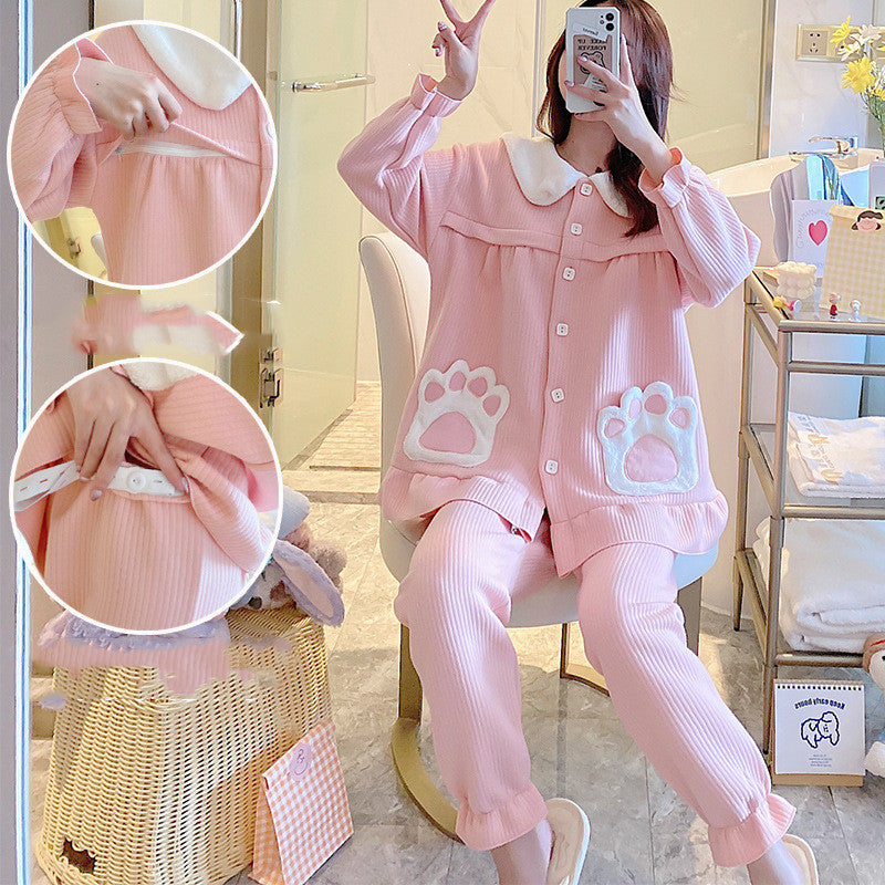 Maternity Pajamas Winter Air Cotton Zipper Confinement Clothing