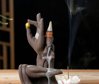 Bergamot Lotus Backflow Incense Burner, Dual-Use