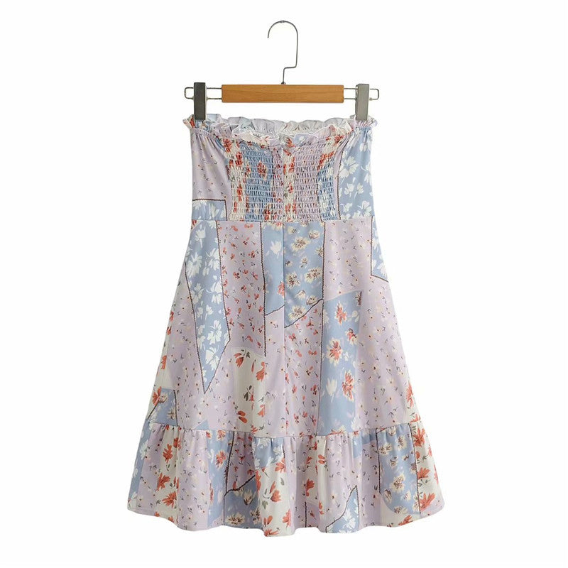 Holiday Style Pleated Bow Ruffle Skirt Printed Pleated Skirt Women