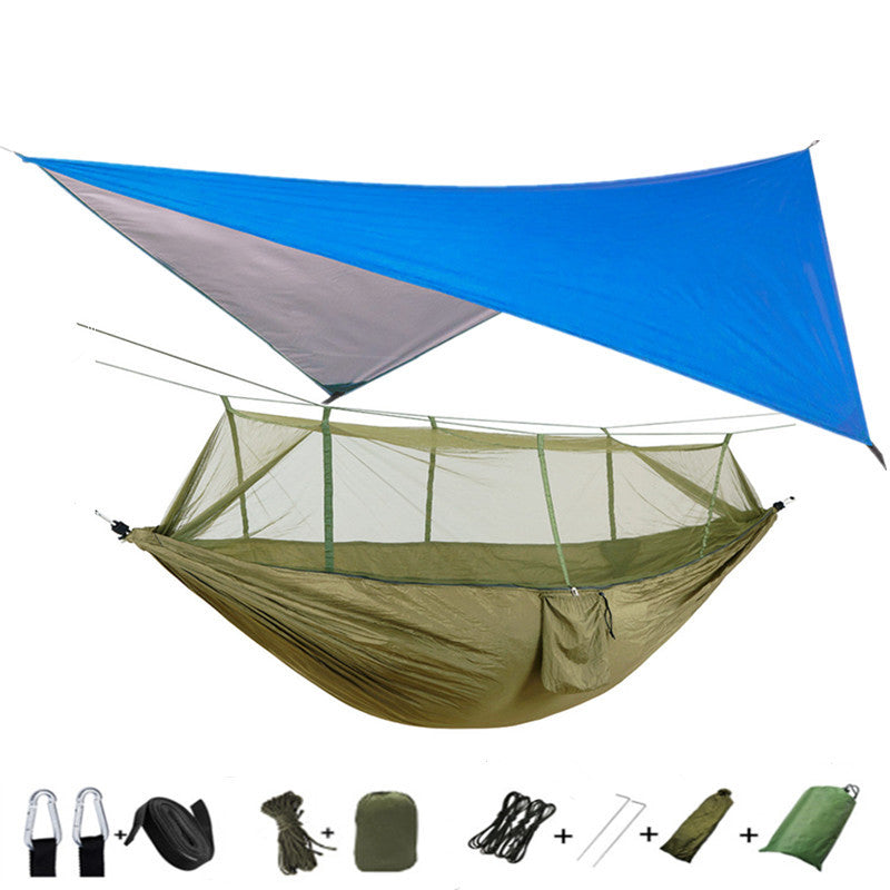 Portable Parachute Hammock with Mosquito Net - Army Green