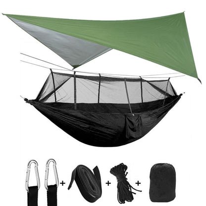 Portable Parachute Hammock with Mosquito Net - Army Green