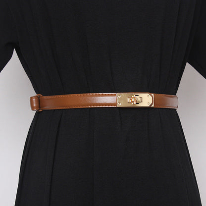 Belted Women Accessorize With Skirt And Sweater