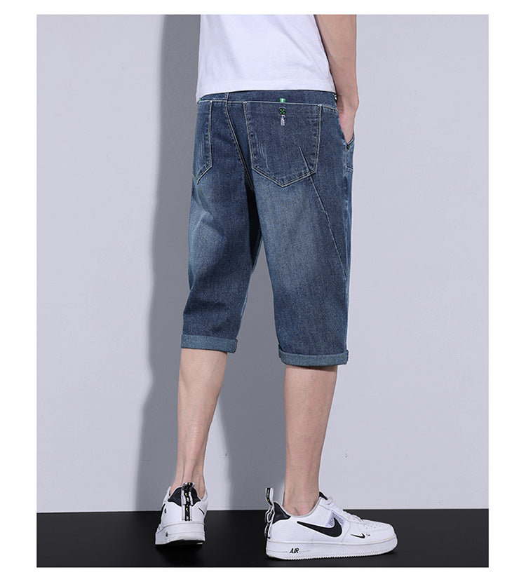 Straight Loose Casual Middle Pants Cropped Beach Pants Men