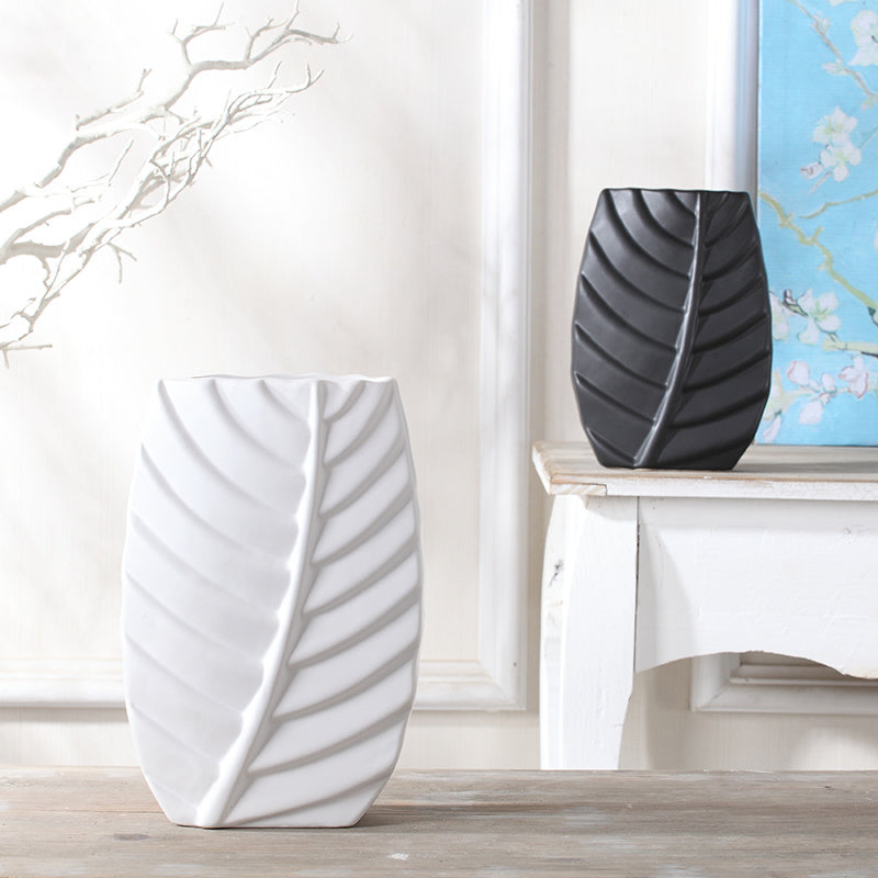 Modern Leaves Shape Ceramic Vase Home Decor