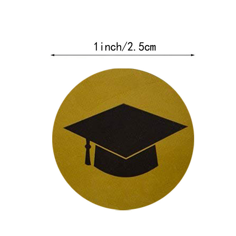 Graduation Round Stickers - Cap & Diploma Design