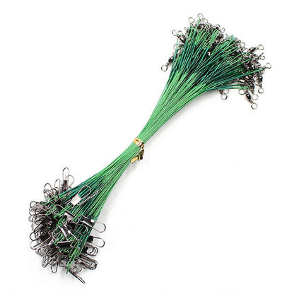 20PCS Anti-Bite Steel Wire Leaders with Swivel (15CM-50CM)