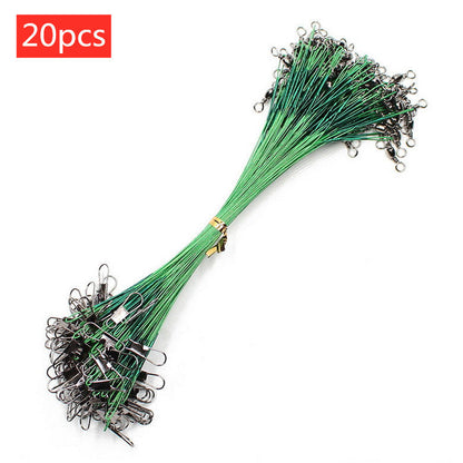 20PCS Anti-Bite Steel Wire Leaders with Swivel (15CM-50CM)