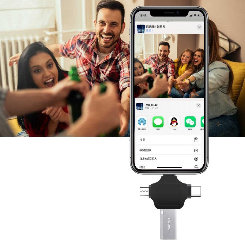 3-in-1 OTG Adapter for Apple, Type-C, Android