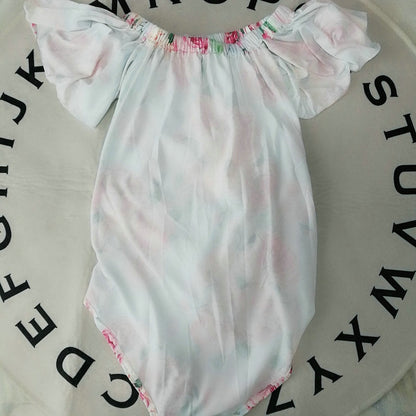 Ruffle Printed Maternity Photograph Jumpsuit