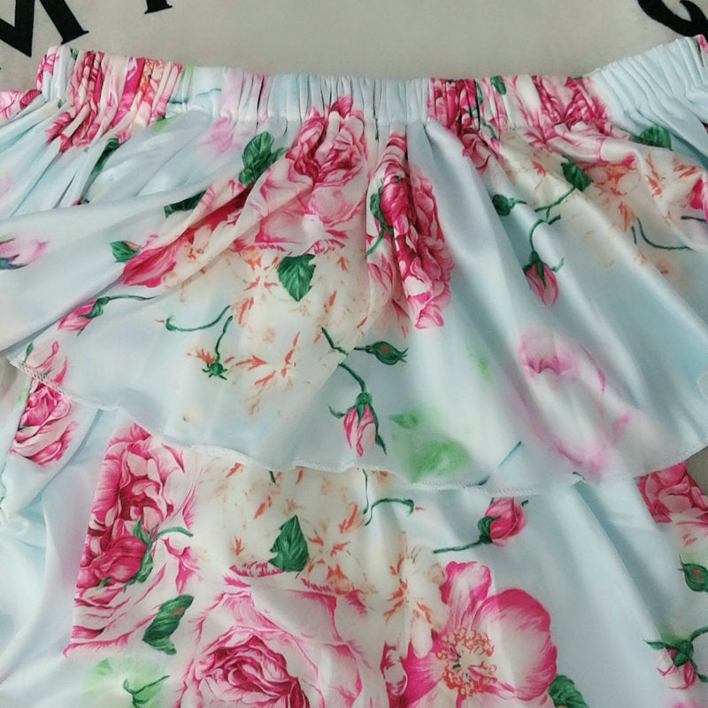 Ruffle Printed Maternity Photograph Jumpsuit
