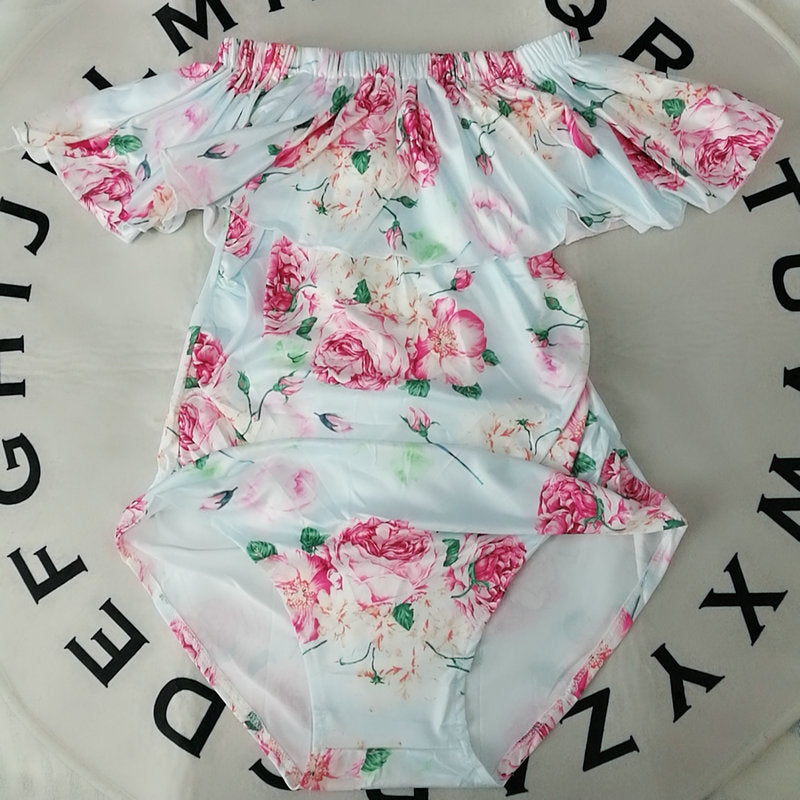Ruffle Printed Maternity Photograph Jumpsuit