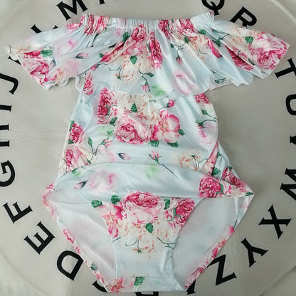 Ruffle Printed Maternity Photograph Jumpsuit