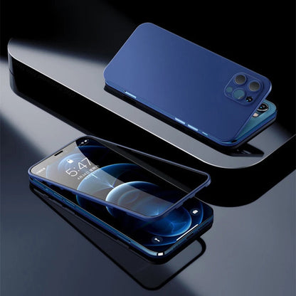 Compatible Apple Tempered Glass Full Cover Case