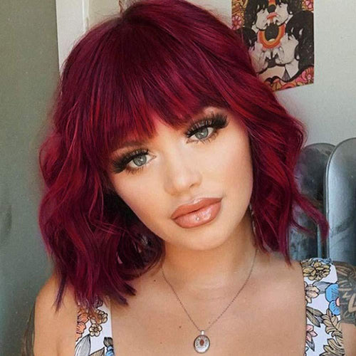 European & American Short Black Curly Wig Set