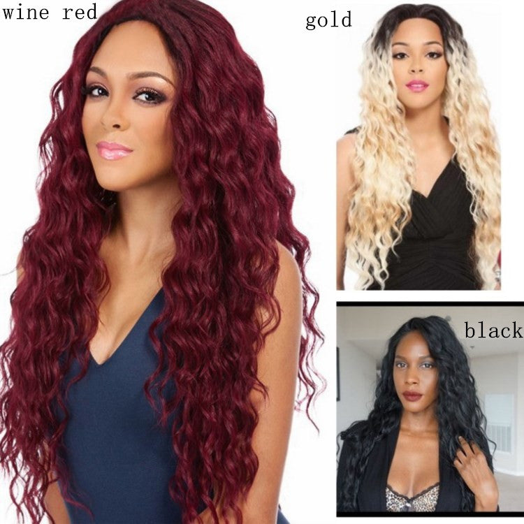 Wig Black Burgundy Multicolor Curly Hair