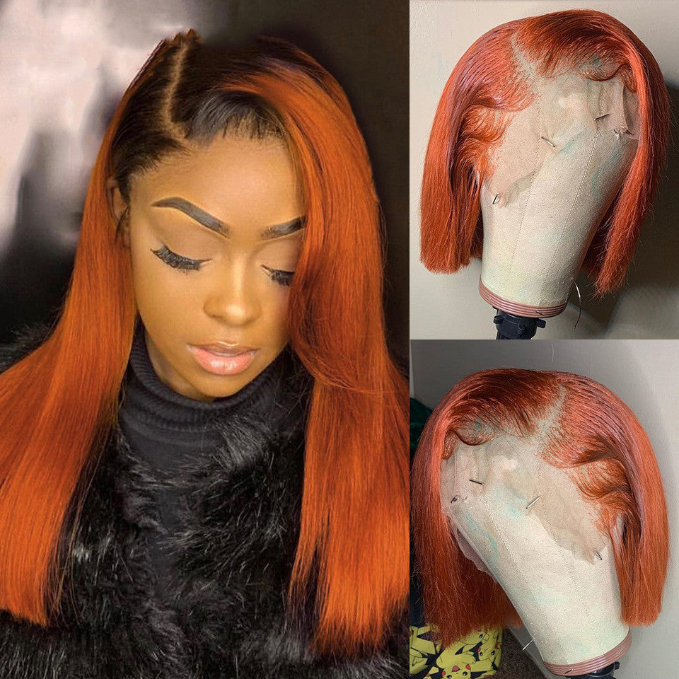 Orange Gradient Short Bob Lace Wig