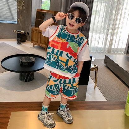 Children's Clothing Boy Suit Western Style Children's Sports Two-piece Suit