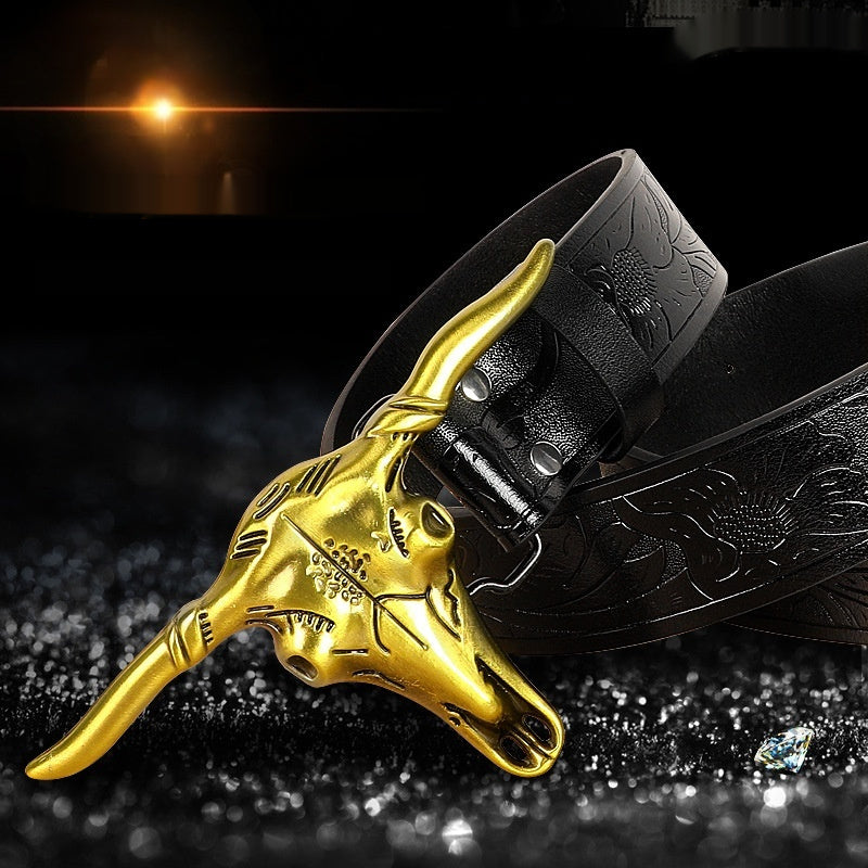 Belt Cow Head Buckle Men