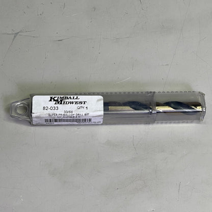 KIMBALL MIDWEST Super Primalloy Reduced Shank S&D Drill Bit 33/64"Dia x 6"L