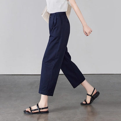 High-waisted Wide-leg Slimming Versatile Straight-leg Utility Pants