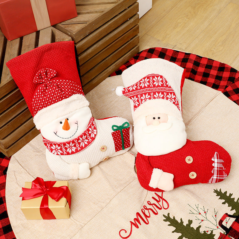 Knitted Christmas Stocking Santa Decor