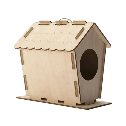 DIY Bird House Yard Gift Shelter Outdoor Unfinished Bird Nest Wooden Nesting Box