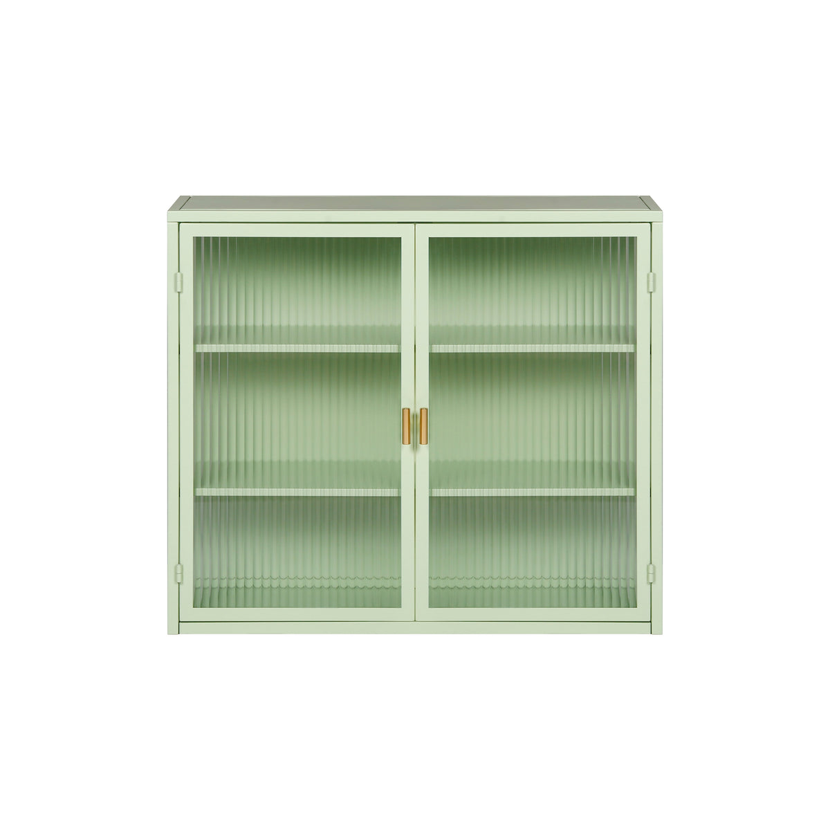 27.56"Glass Doors Modern Two-door Wall Cabinet with Featuring Three-tier Storage Mint Green