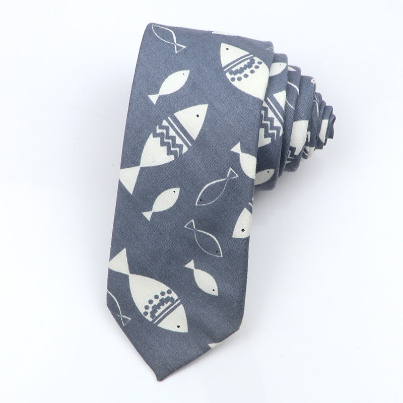 Korean Style Narrow Men's Clothing Cotton Tie