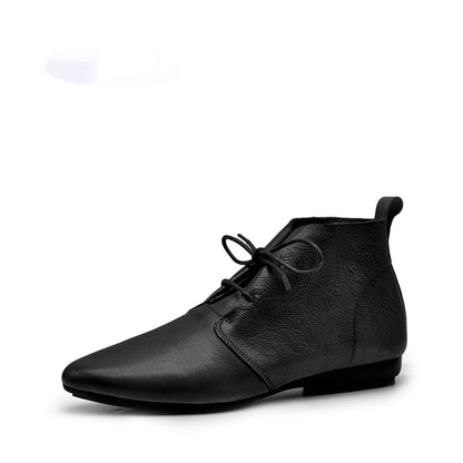 Comfortable Soft Leather Versatile Flat Booties