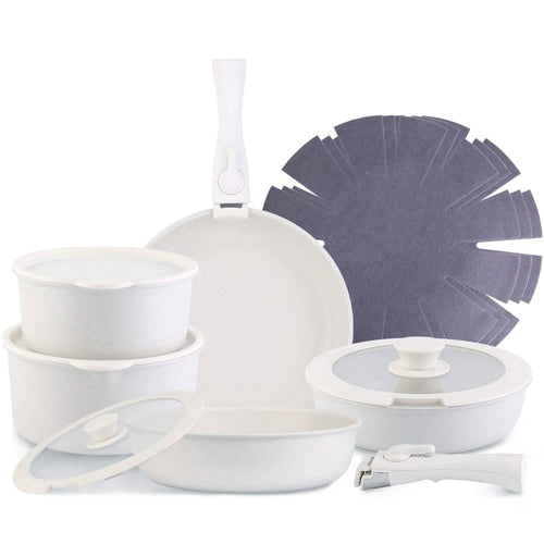 17-Pieces: Nonstick Cookware Set Induction Kitchen Pots and Pans