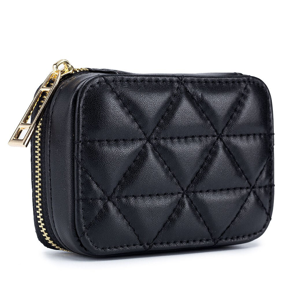 Portable Lipstick Case with Mirror Brand Design Genuine Leather Cosmetic Bag Pouch Ladies Cosmetics Organizer Pouch Box Wallet