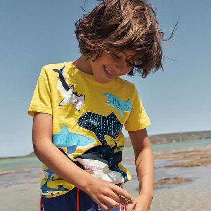 Children's Luminous Shark Pattern Short-sleeved T-shirt