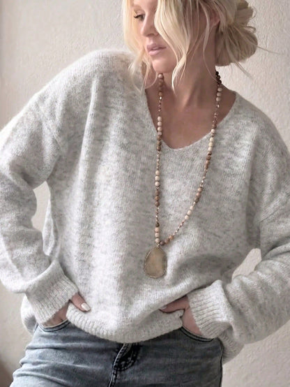 Loose Laid-back Style Soft And Smooth Solid-color Pullover Sweater