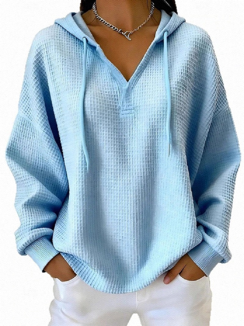 Casual Solid-color Trendy Hoodie With Drawstring And Long Sleeves