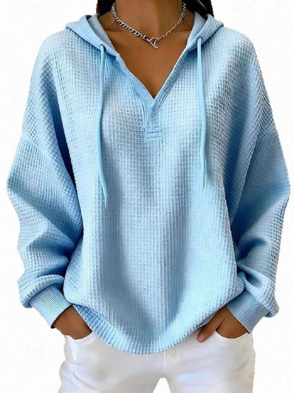 Casual Solid-color Trendy Hoodie With Drawstring And Long Sleeves
