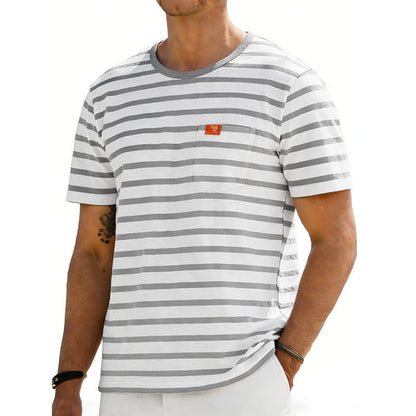 Men's Loose-fit Retro Simple Casual Crew-neck Short-sleeve T-shirt