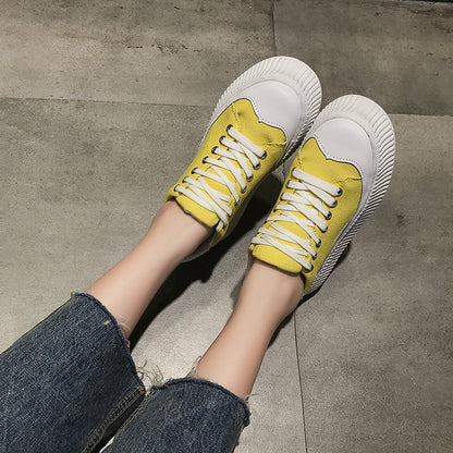 Small white shoes muffin-bottomed canvas shoes