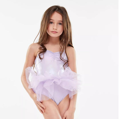 Girls' New Mesh Long Sleeve Dress