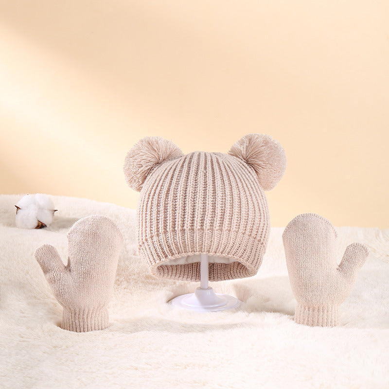 Children Hat Knitted Hat Gloves Suit