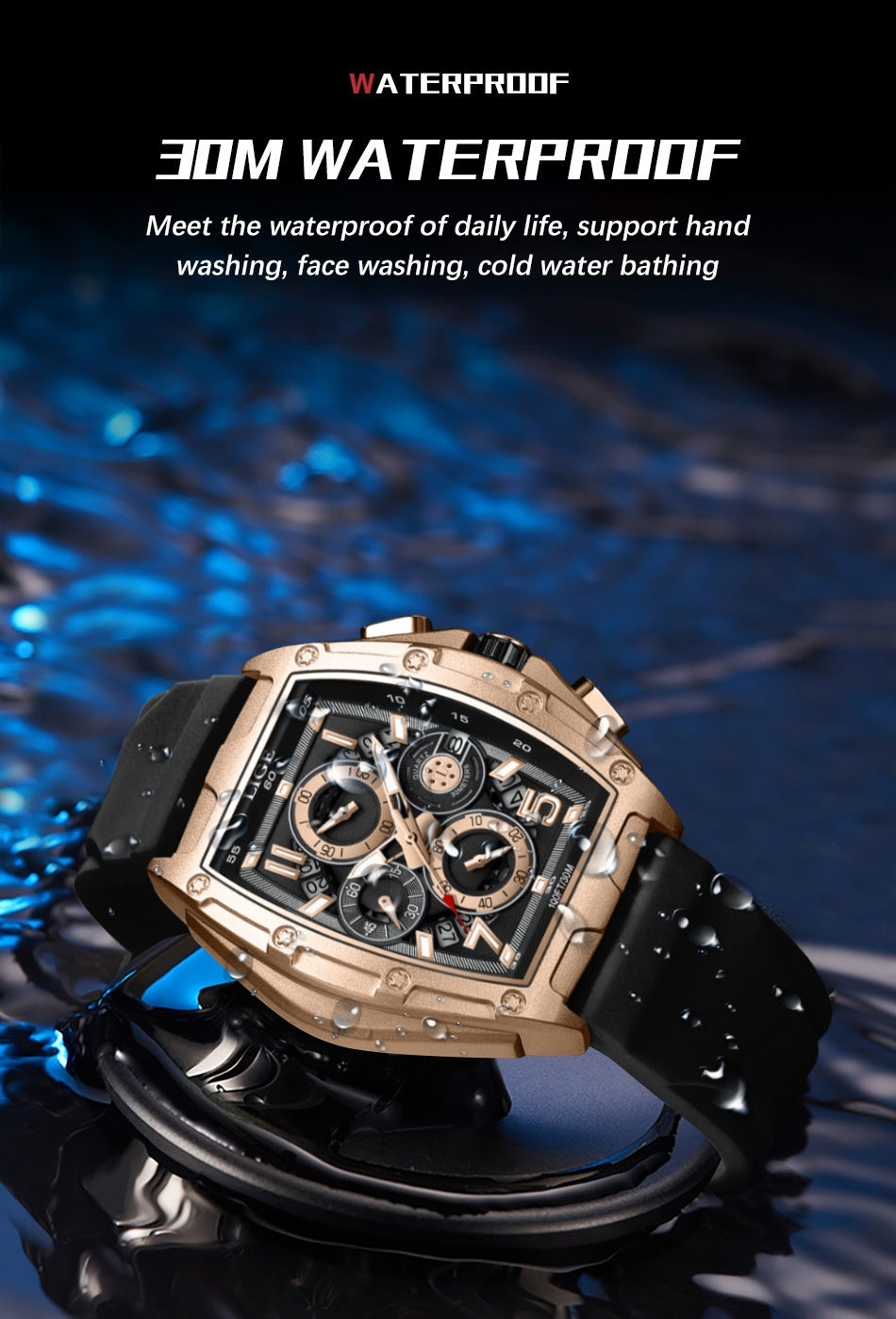 Multi-Sport Waterproof Curved Mirror Watch
