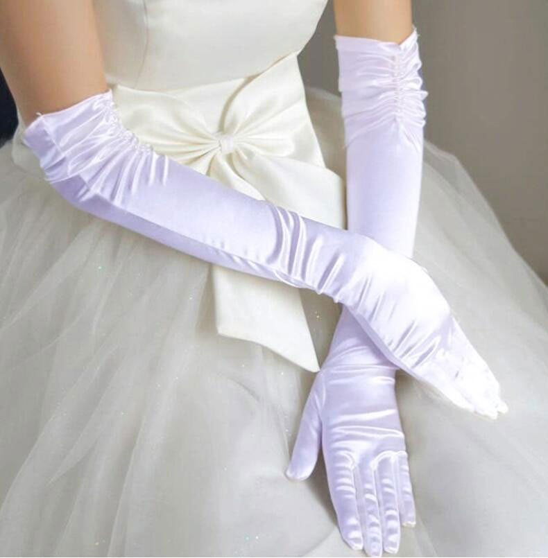 Beaded Satin Sun Protection Bridal Wedding Gloves