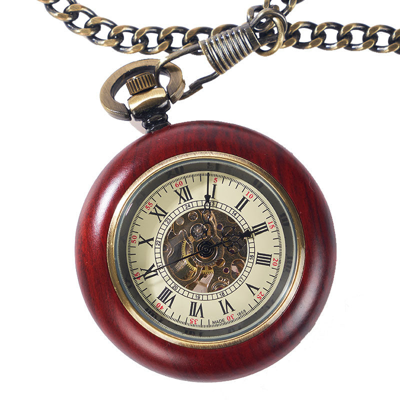 Small Mahogany Automatic Mechanical Pocket Watch