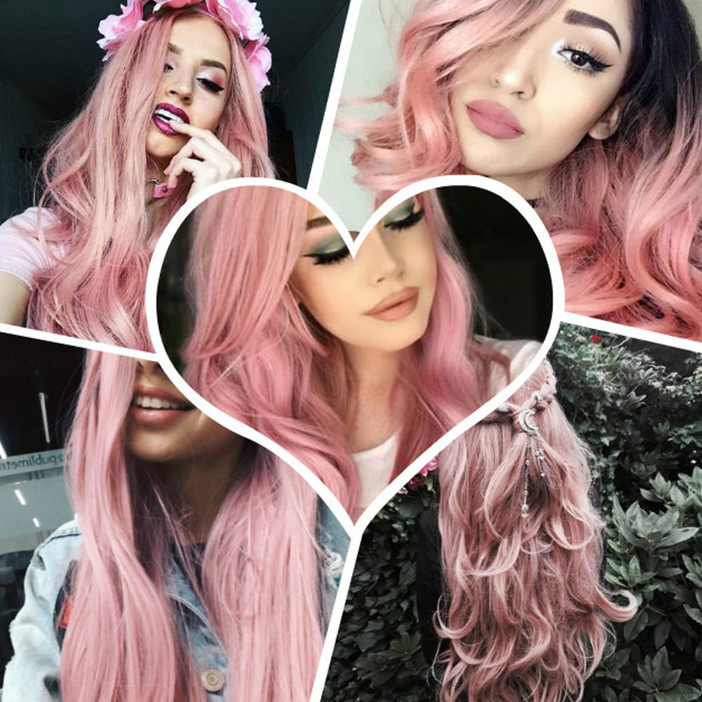 Blonde Ombre Long Curly Wig  Black Root