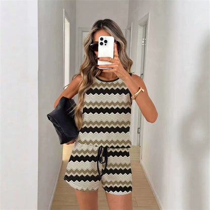 Women's European And American Thin Printed Casual Suit