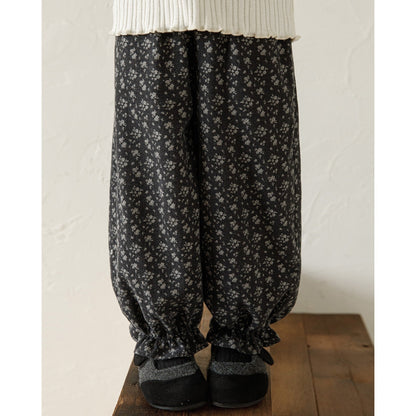 Autumn Floral-print Harem Pants For Girls