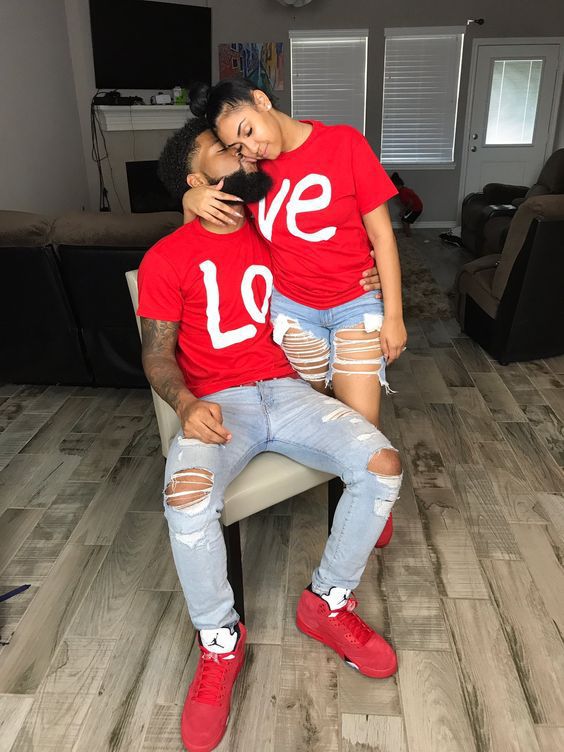 Loose round neck casual printing couple T-shirt