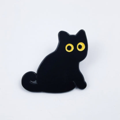 Black Catstyle Brooch, Versatile And Niche, Made Of Alloy For Clothing