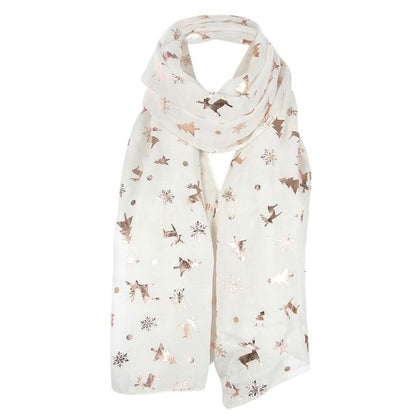 Christmas bronzing cotton and linen scarf