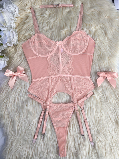 5 Piece Sexy Lace Lingerie Set For Women