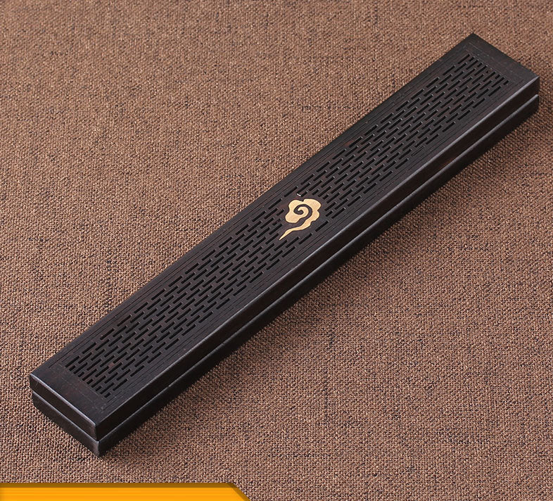 Wooden thread incense box, black sandalwood inlaid with boxwood, sleeping incense burner, incense burner, household indoor agarw